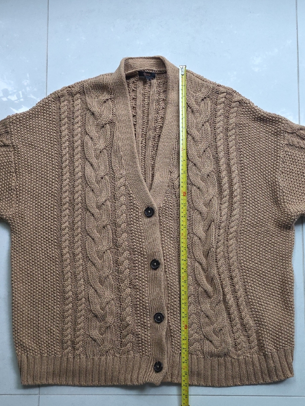 Quince 100% Organic Cotton Oversize Button Down Cardigan Tan Brown L - Picture 7 of 9